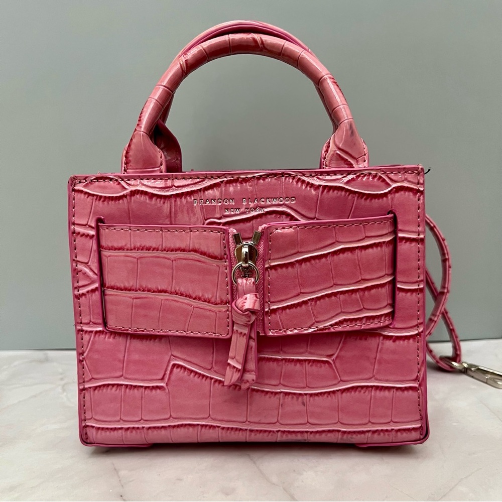Brandon Blackwood Kuei Bag Pink Croc Embossed